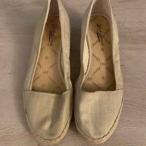 Lucky Brand Espadrille Wedges Gold Glitter